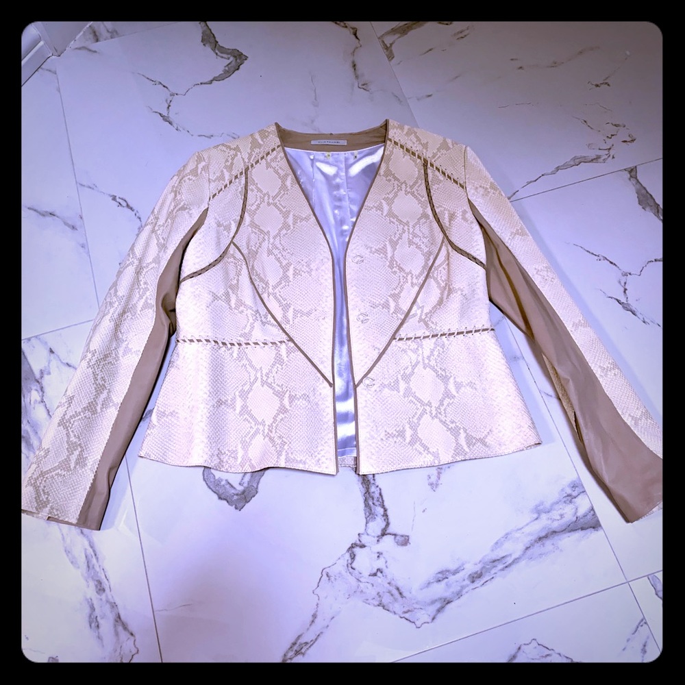 Elie Tahari Python Print Leather Jacket - image 1